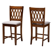 Baxton Studio Florencia Modern Grey Fabric and Walnut Brown Finished Wood 2-Piece Counter Stool Set